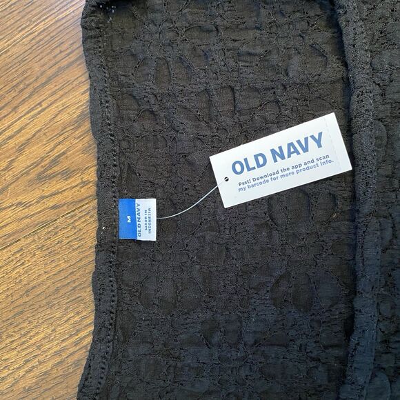 Old Navy Sheer Blouse Women’s Size Medium Black Stretch NWT Boat Neck - Picture 7 of 9